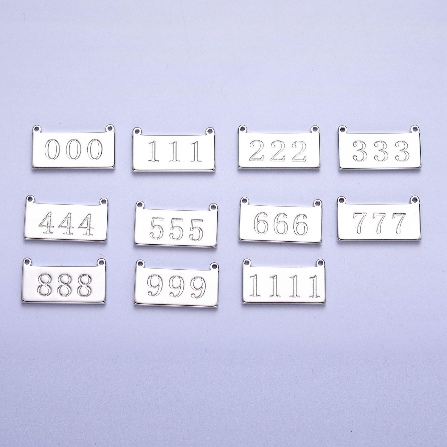 Silver angel number charm connector for bracelet necklace, lucky number spiritual number link connector | g616-621