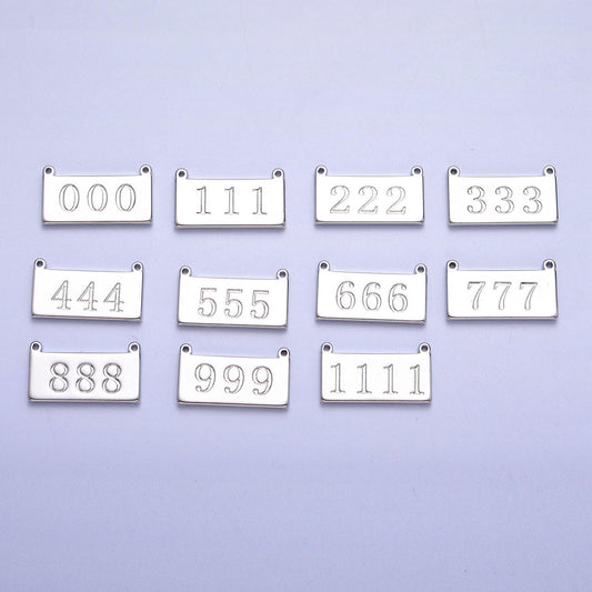 Silver angel number charm connector for bracelet necklace, lucky number spiritual number link connector | g616-621