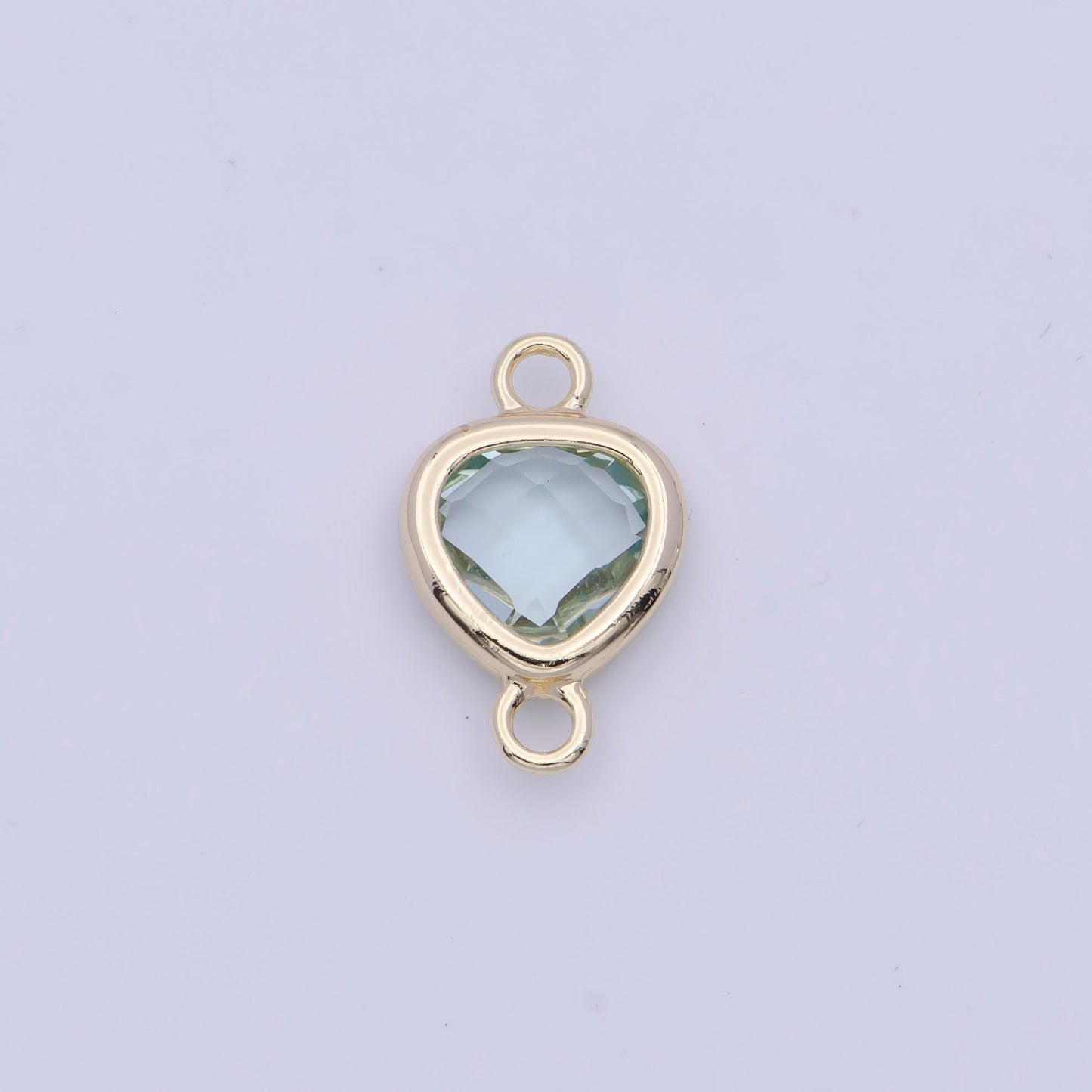 Sea glass green cz upside down round reuleaux triangle pendant, 24k gold plated micro paved faint green cz reuleaux shape charm | g-550