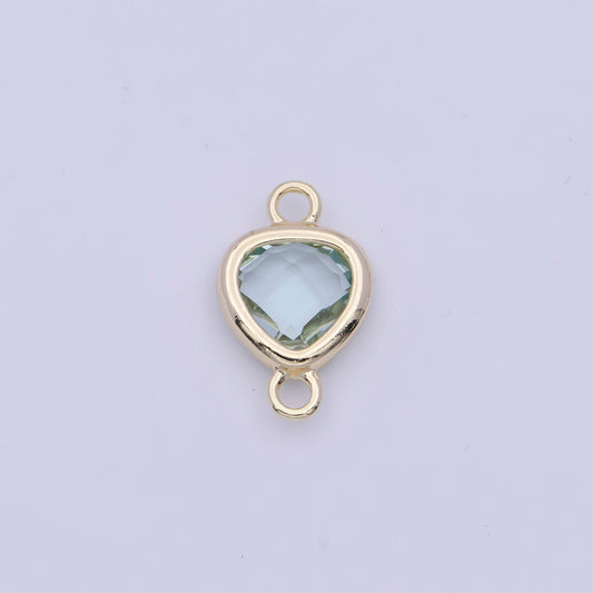 Sea glass green cz upside down round reuleaux triangle pendant, 24k gold plated micro paved faint green cz reuleaux shape charm | g-550