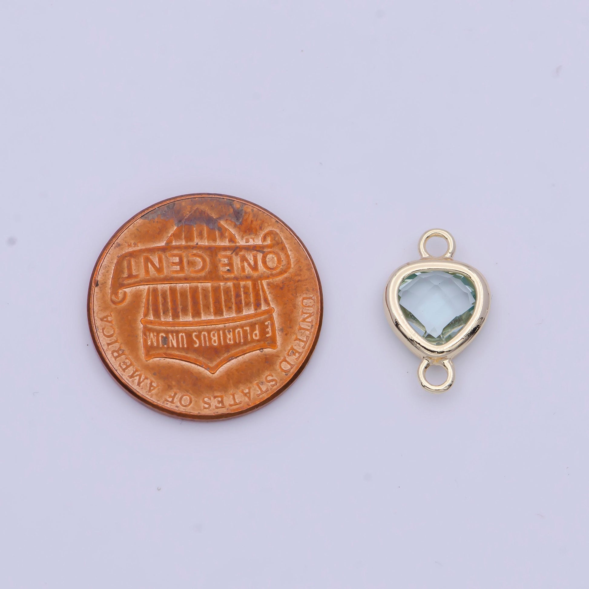 Sea glass green cz upside down round reuleaux triangle pendant, 24k gold plated micro paved faint green cz reuleaux shape charm | g-550