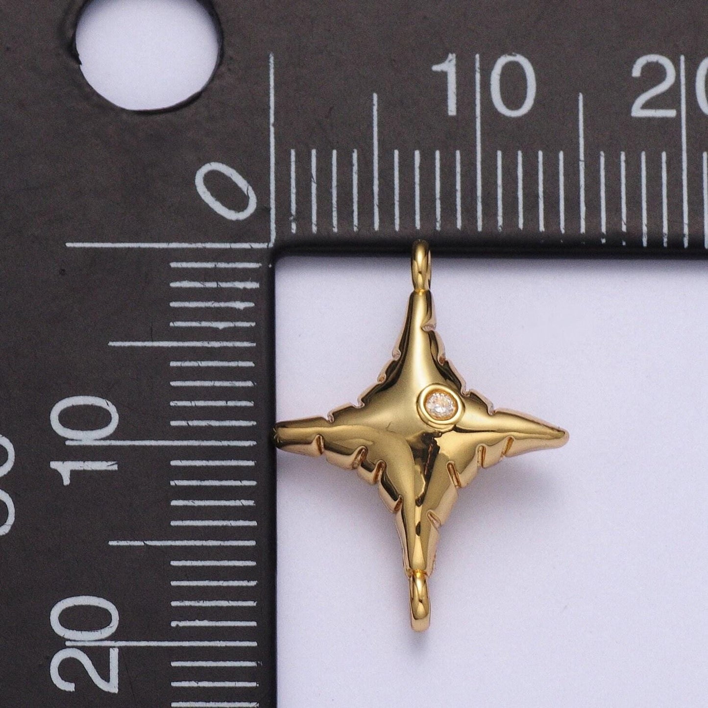 Dainty cz north star balloon charm connector, 24k gold plated micro pave cz bright polaris balloon connector for bracelet necklace | g-527