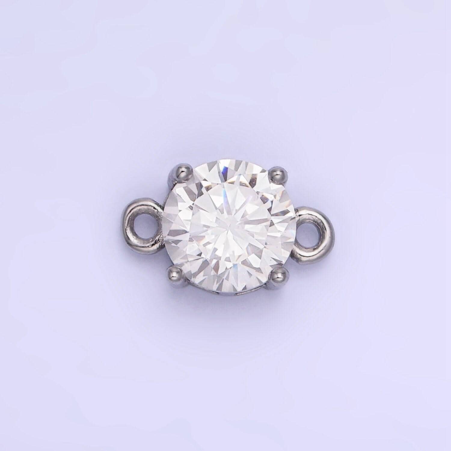 Silver 8mm round cz birth month personalized connector round link connector for bracelet component | g-395