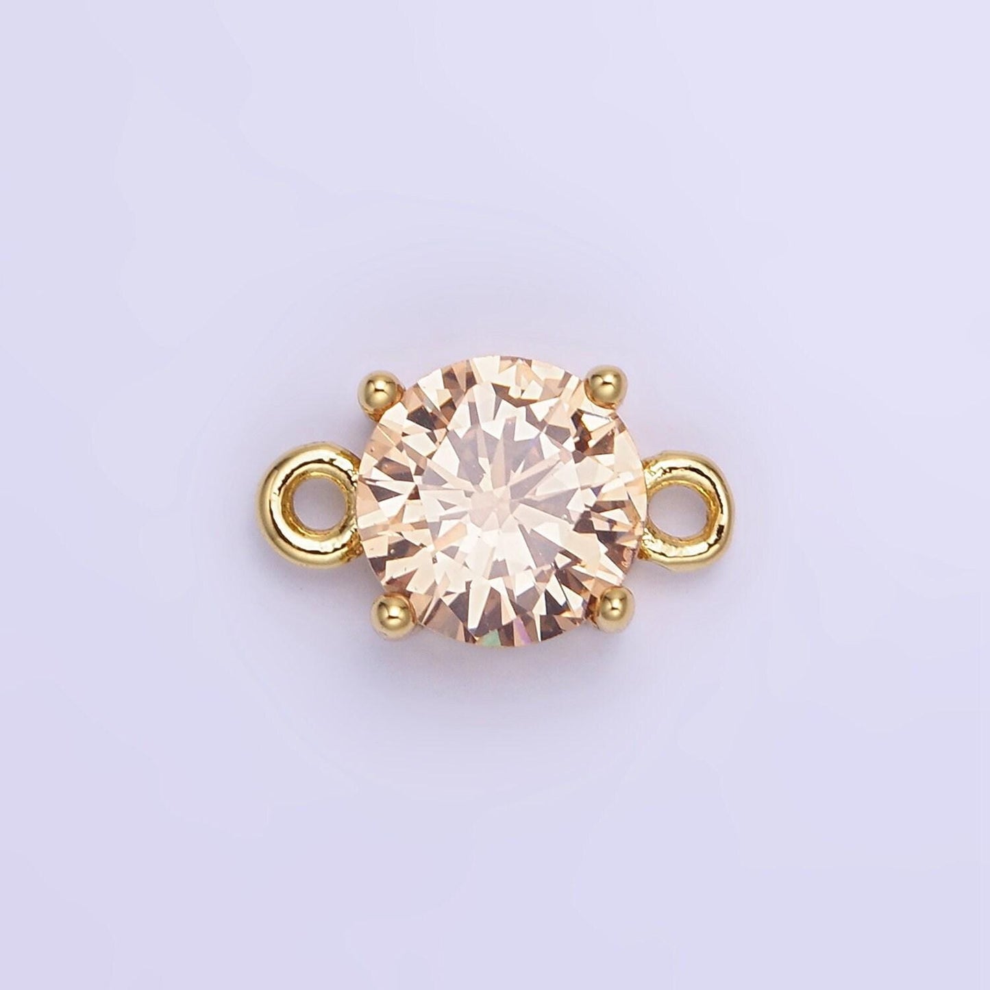 14k gold filled 8mm round cz birth month personalized connector round link connector for bracelet component | g-394