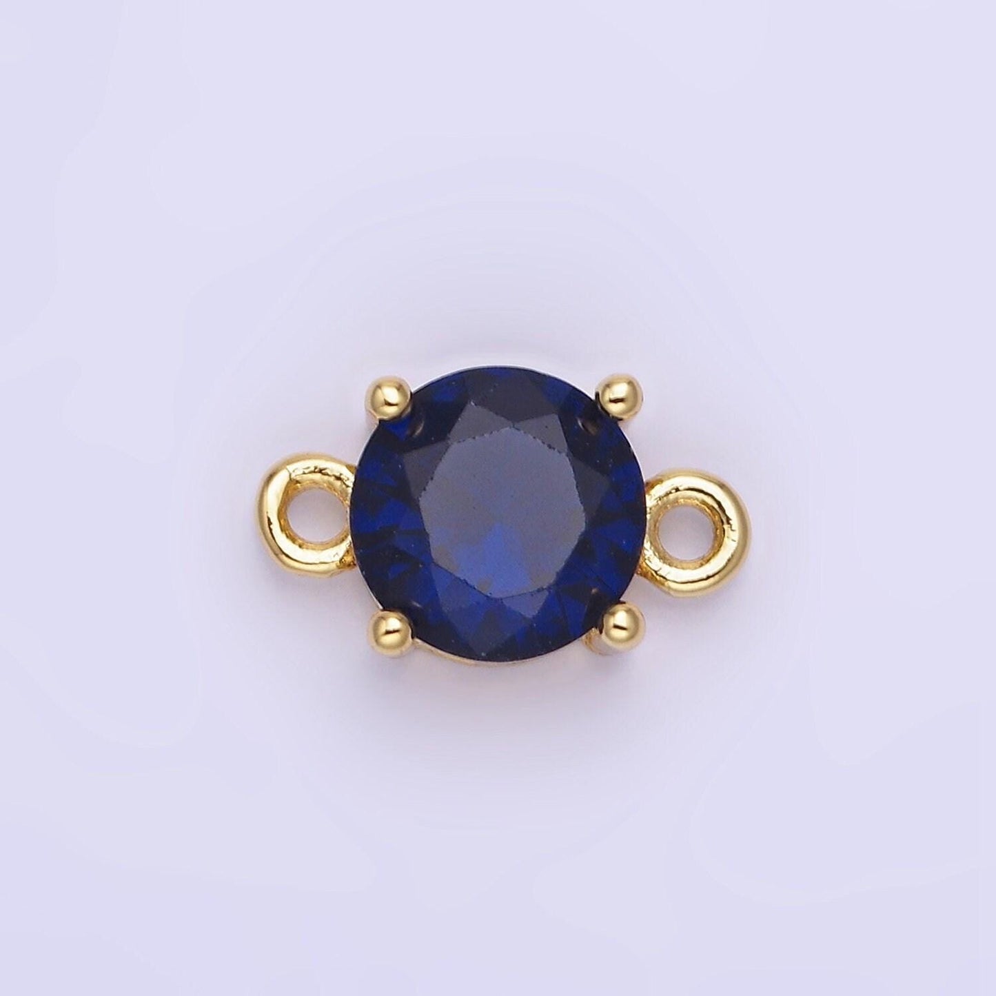 14k gold filled 8mm round cz birth month personalized connector round link connector for bracelet component | g-394