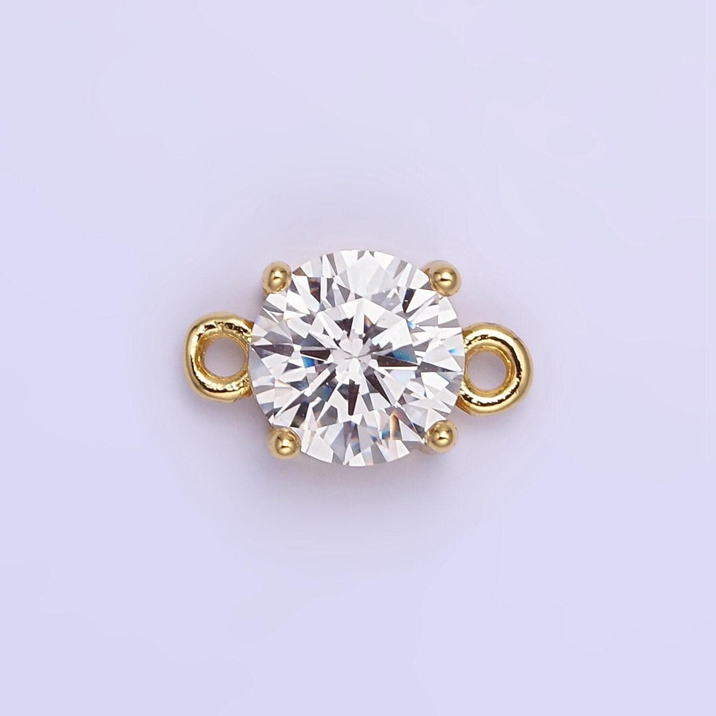 14k gold filled 8mm round cz birth month personalized connector round link connector for bracelet component | g-394