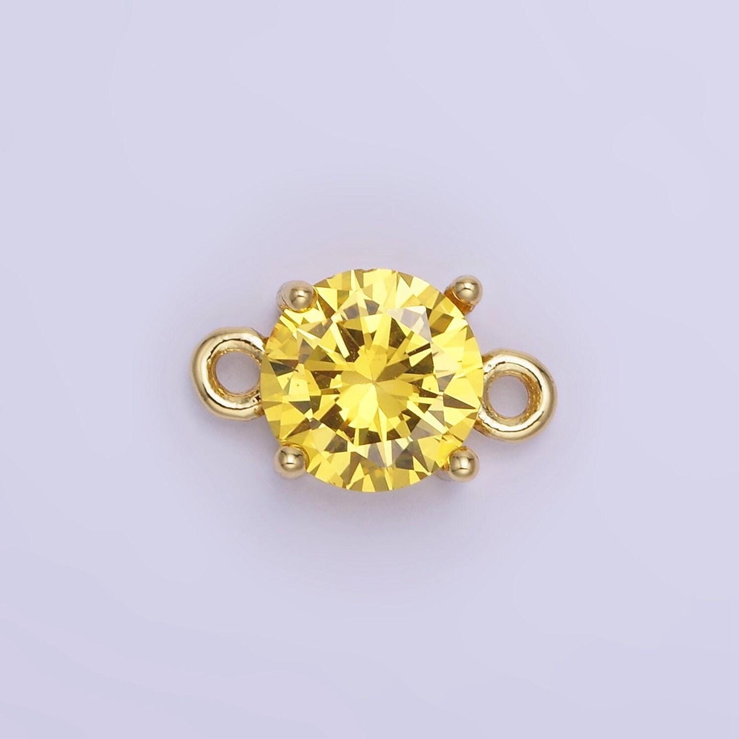 14k gold filled 8mm round cz birth month personalized connector round link connector for bracelet component | g-394
