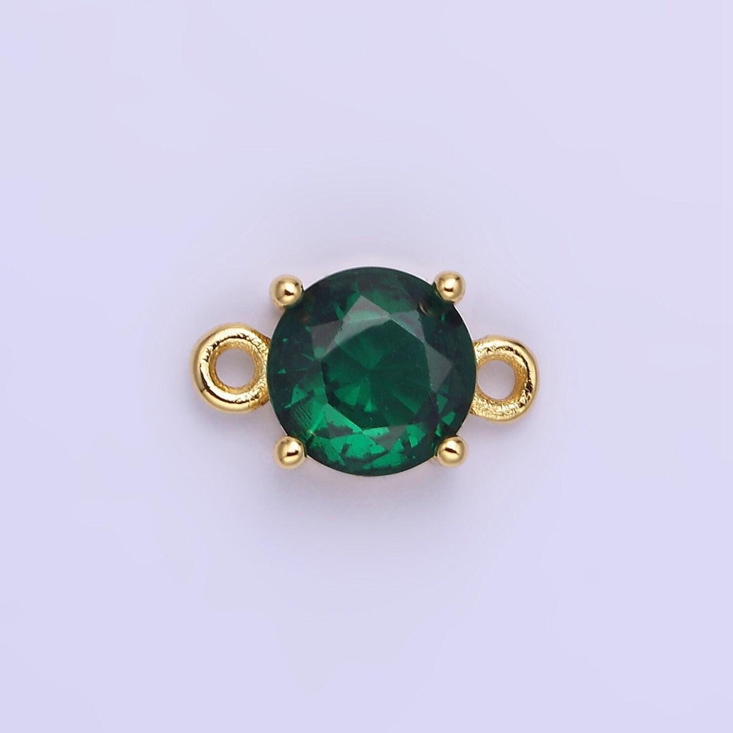 14k gold filled 8mm round cz birth month personalized connector round link connector for bracelet component | g-394