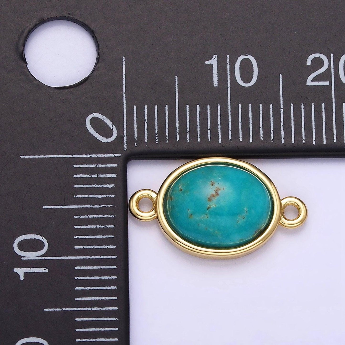 14k gold filled turquoise gemstone oval bezel connector | g-357