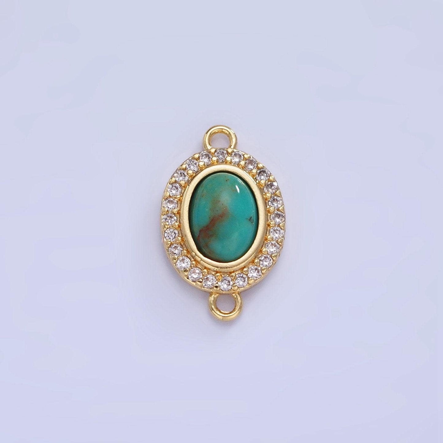 14k gold filled red carnelian oval bezel cut charm connector turquoise bead stone link connetor with cz edges for bracelet component | g353