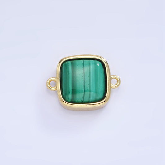 Dainty square bezel charm malachite charm connector for bracelet necklace earring link connector in 14k gold filled g333
