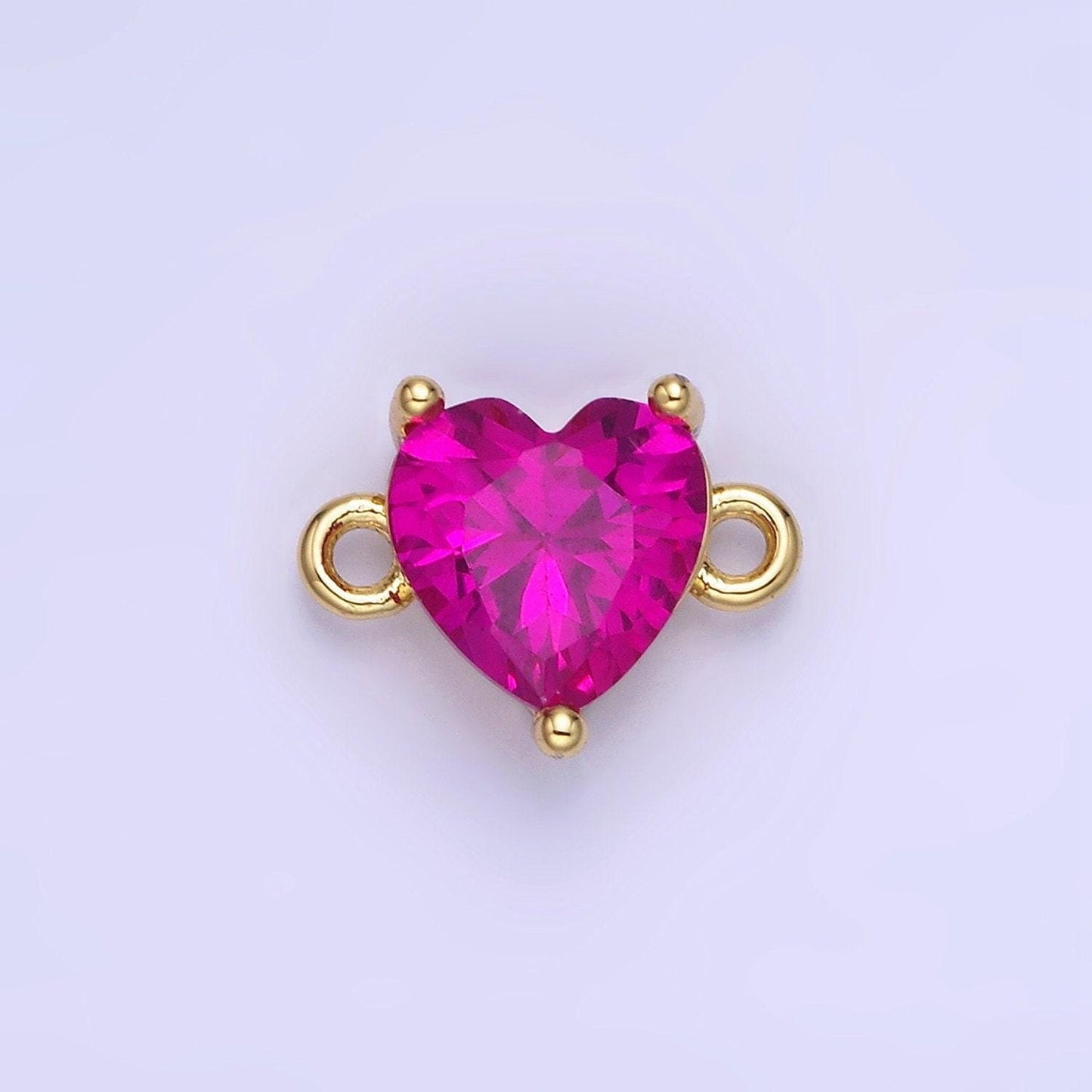 14k gold filled 9mm cz cubic zirconia heart connector | g324-g331