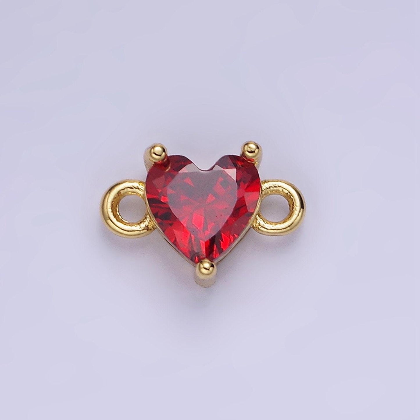 14k gold filled 7mm cubic zirconia cz heart connector colorful stone for bracelet link conenctor | g314 - g322