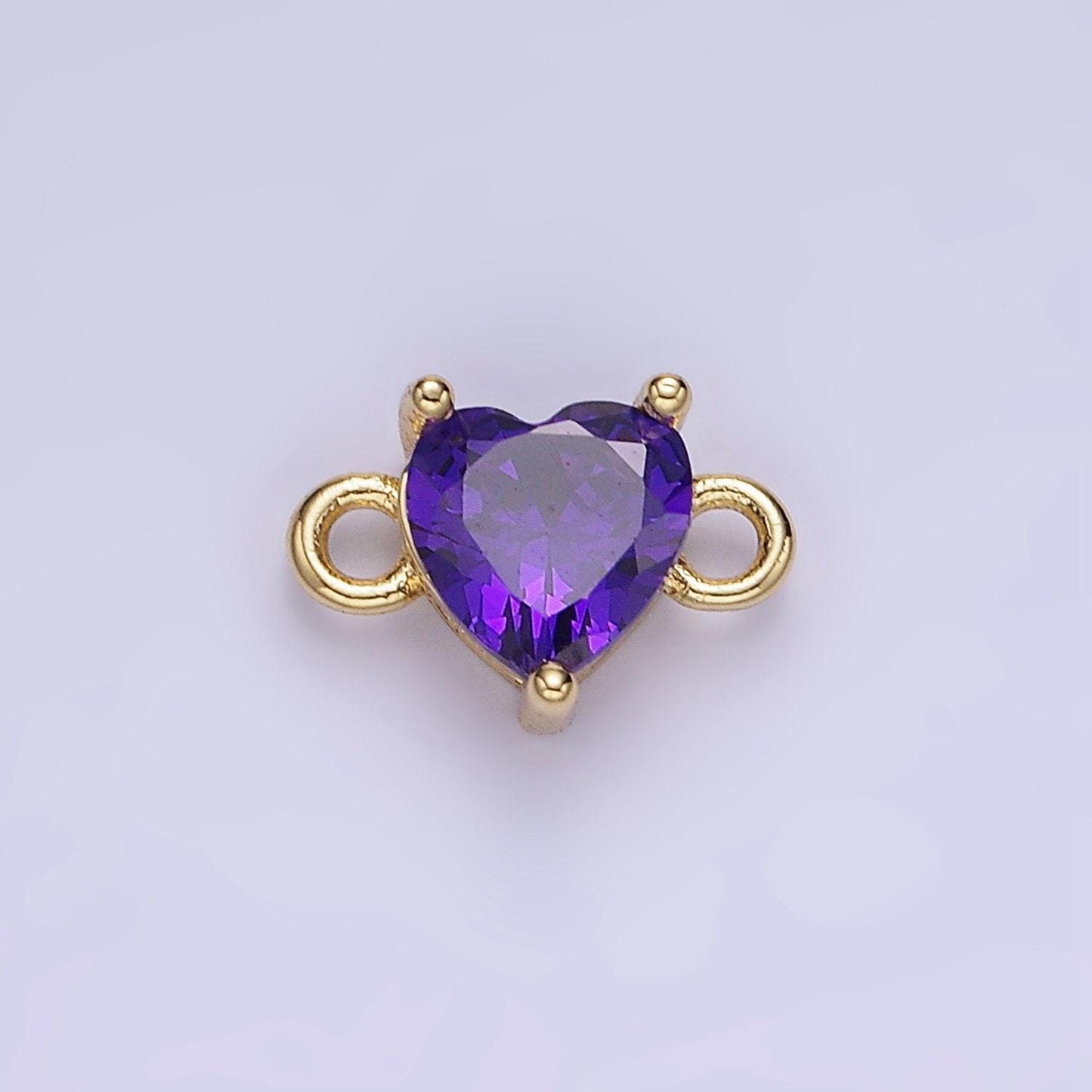 14k gold filled 7mm cubic zirconia cz heart connector colorful stone for bracelet link conenctor | g314 - g322