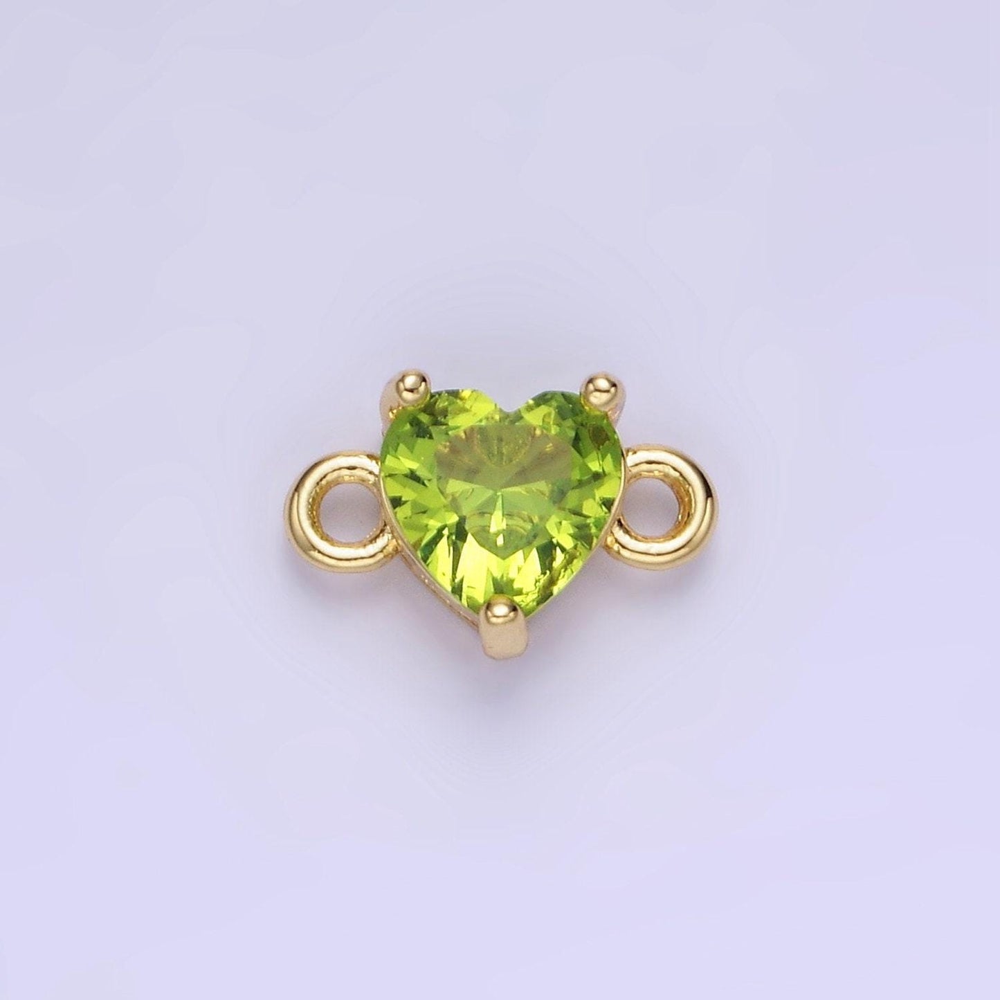 14k gold filled 7mm cubic zirconia cz heart connector colorful stone for bracelet link conenctor | g314 - g322
