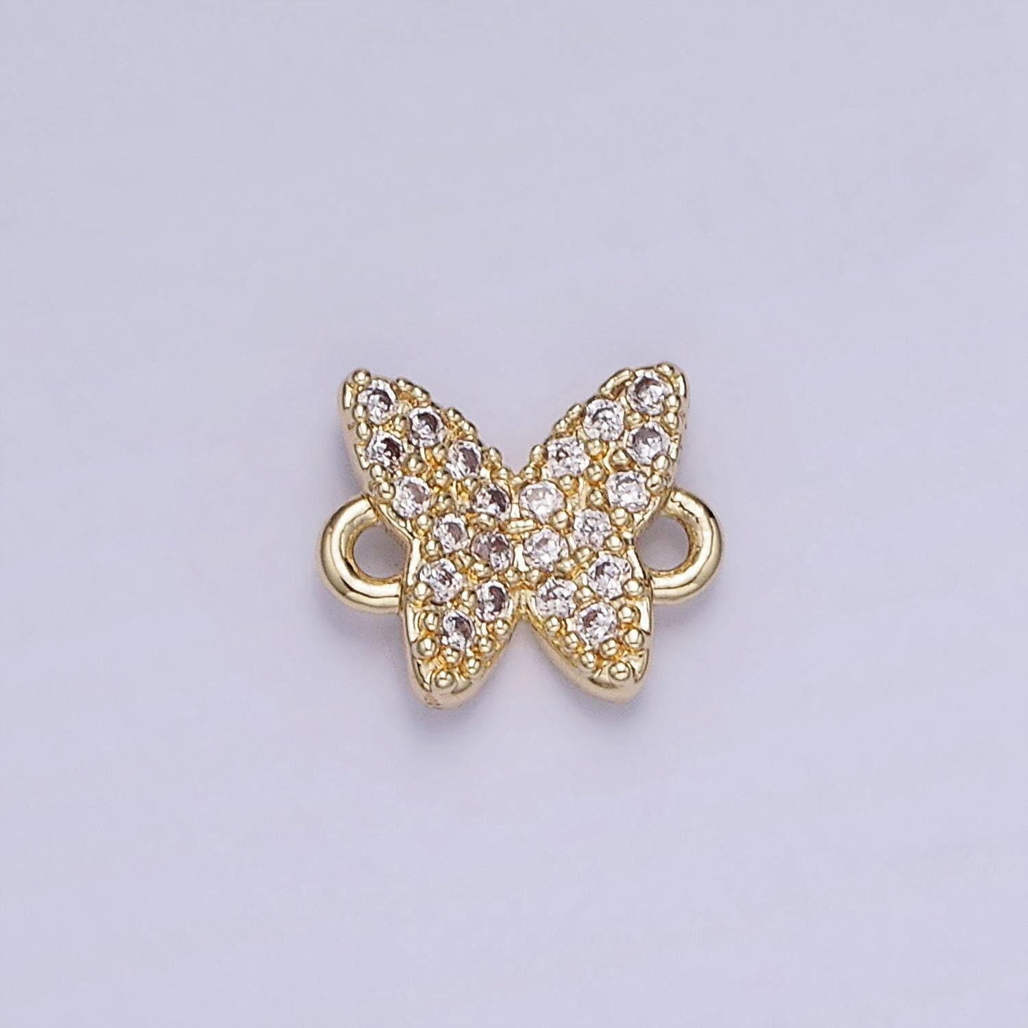 14k gold filled micro paved cz 7mm butterfly insect connector | g-293