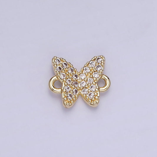 14k gold filled micro paved cz 7mm butterfly insect connector | g-293