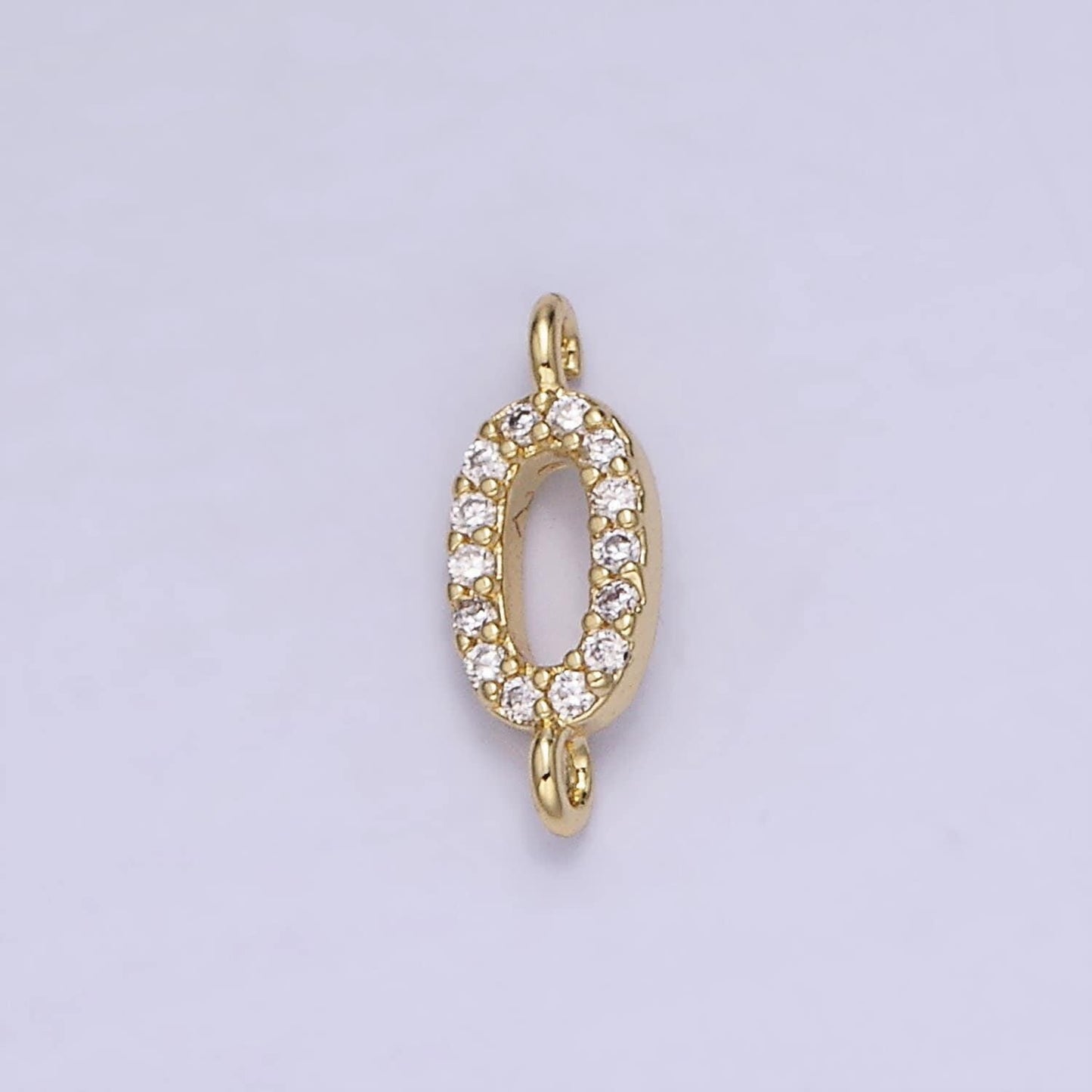 Mini cubic oval connector charms 14k gold filled cz charm link connector for bracelet necklace (12x4mm) g-289