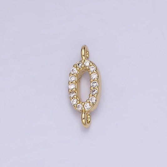 Mini cubic oval connector charms 14k gold filled cz charm link connector for bracelet necklace (12x4mm) g-289