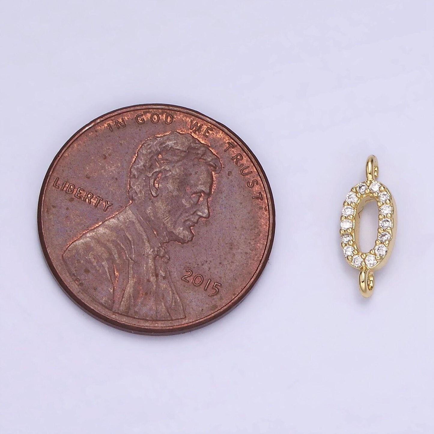 Mini cubic oval connector charms 14k gold filled cz charm link connector for bracelet necklace (12x4mm) g-289