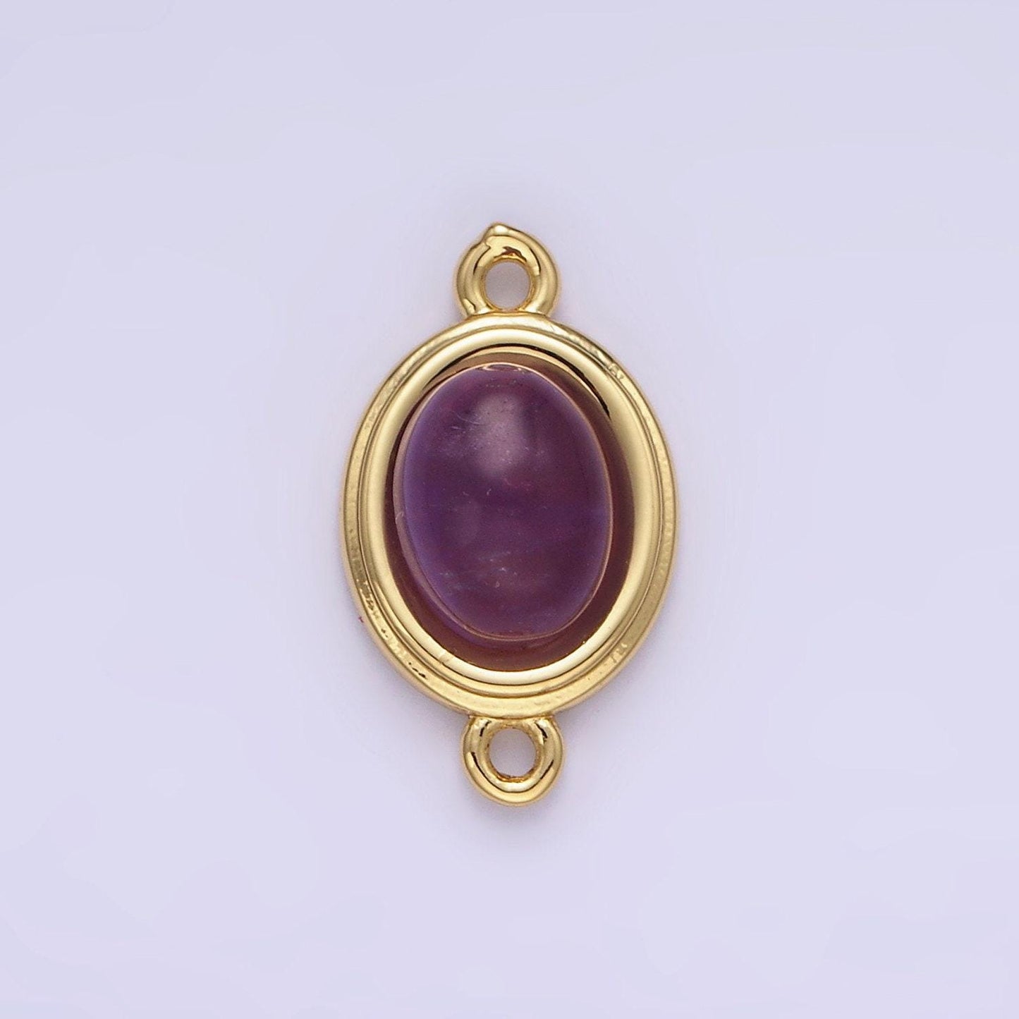 14k gold filled green kyanite pink opal amethyst bezel oval charm connector for bracelet necklace link connector | g-271 g272