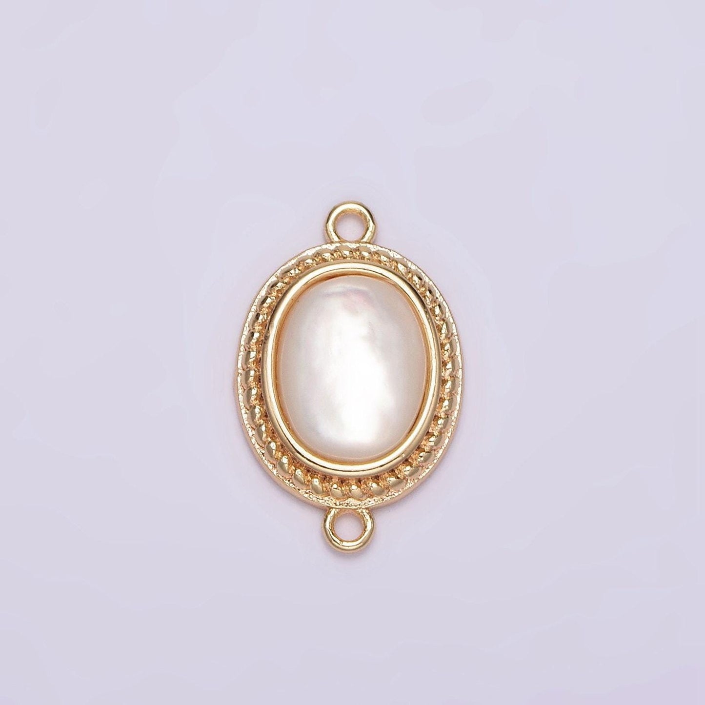 14k gold filled 16.5mm shell pearl braided bezel oval charm connector for bracelet necklace link connector | g264