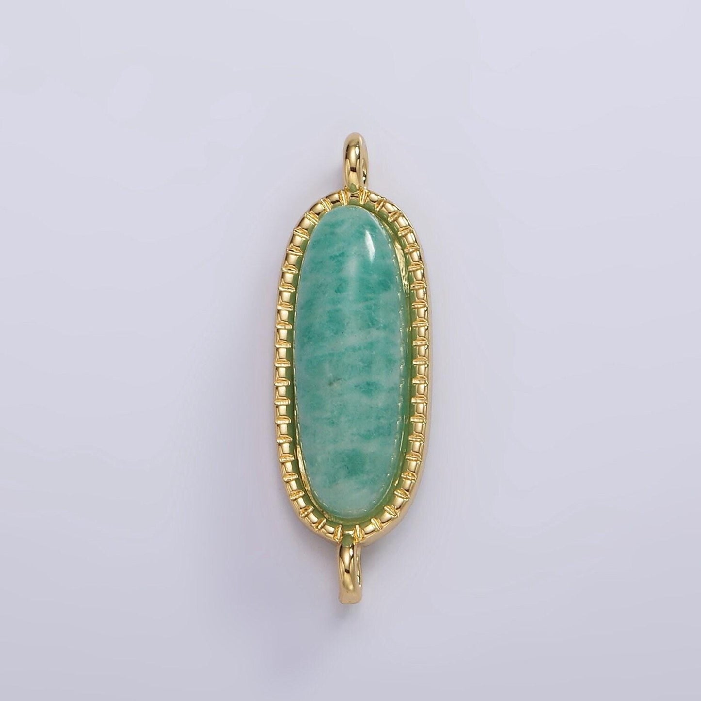 14k gold filled rose quartz, amazonite, labradorite, amethyst, topaz long oval bezel charm connector | g238