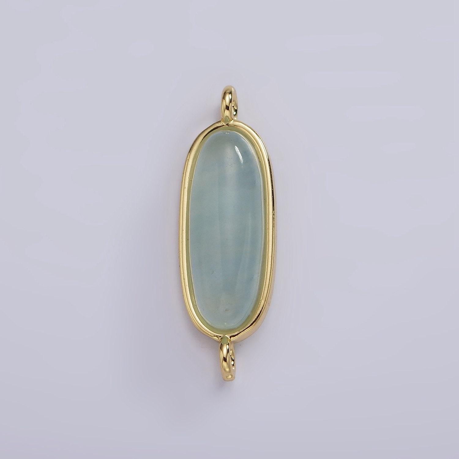 14k gold filled rose quartz, amazonite, labradorite, amethyst, topaz long oval bezel cut link charm connector for bracelet necklace | g229