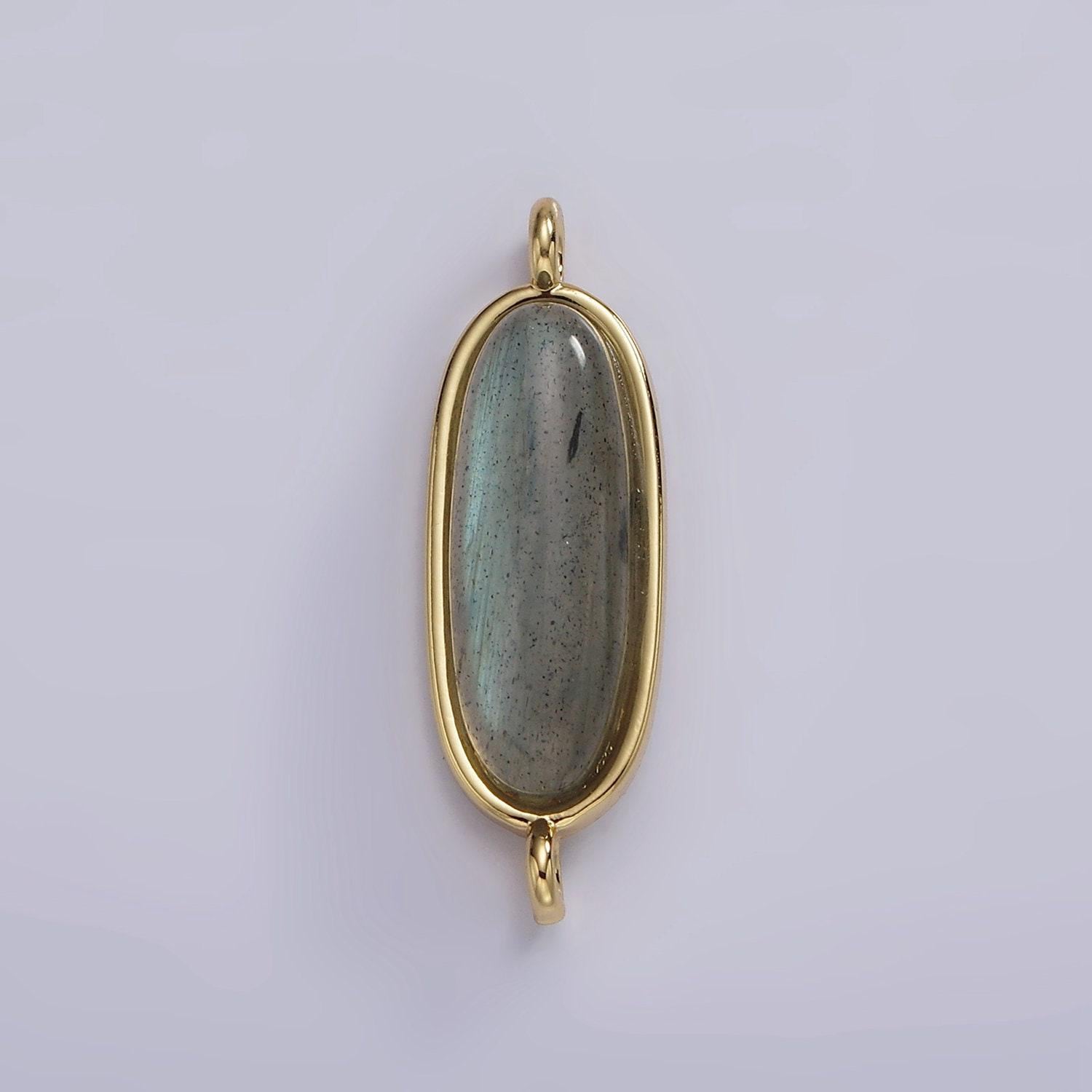 14k gold filled rose quartz, amazonite, labradorite, amethyst, topaz long oval bezel cut link charm connector for bracelet necklace | g229