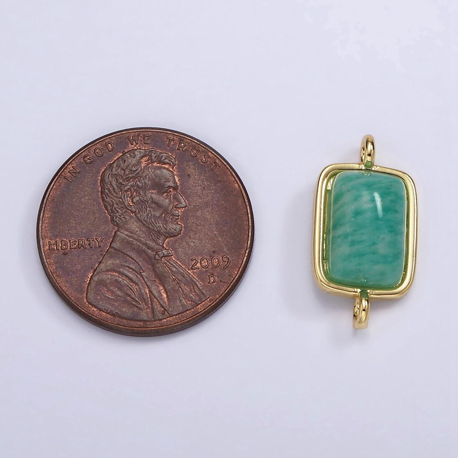 14k gold filled amazonite, moonstone, labradorite rectangular bezel connector | g222 - g224