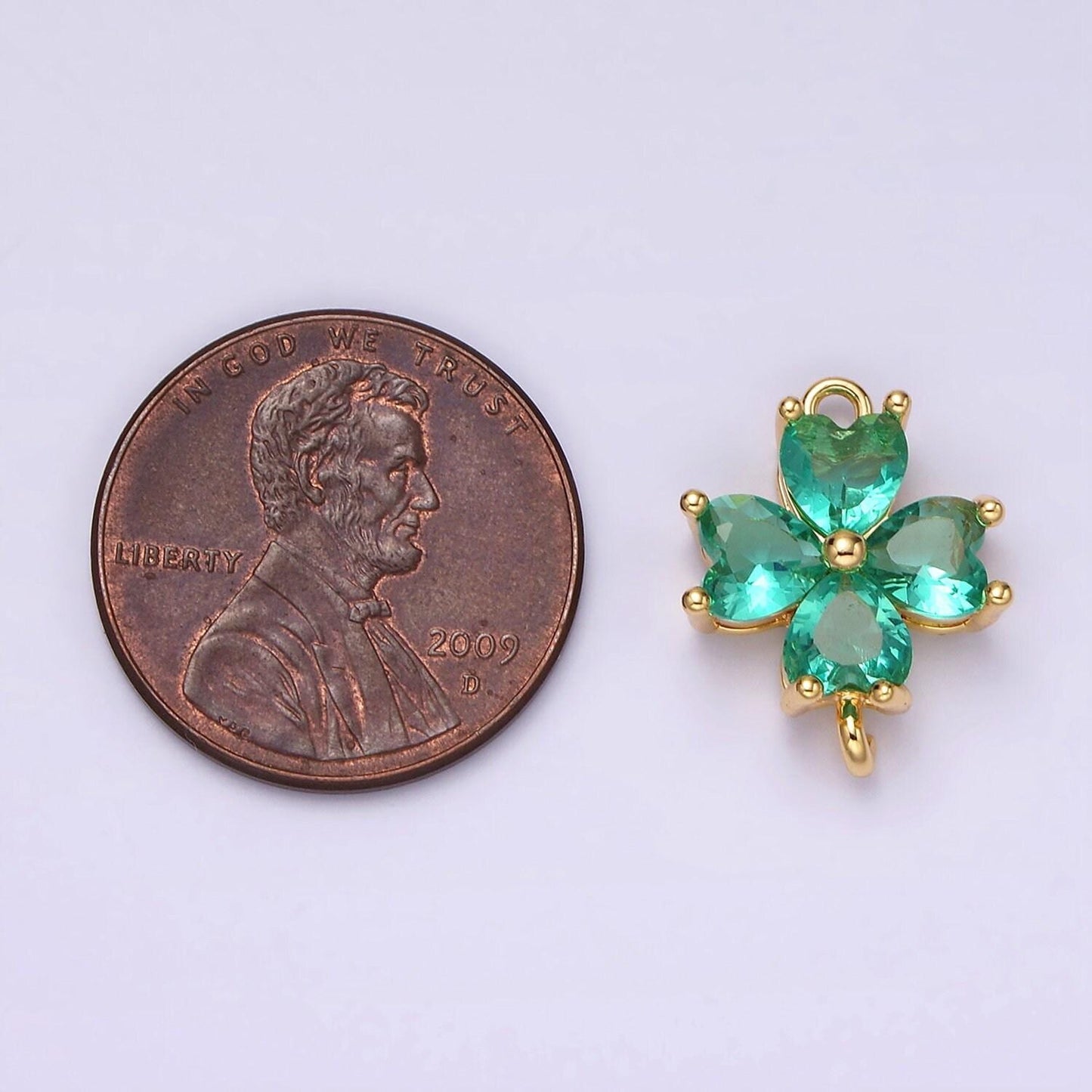 14k gold filled baby blue, teal, blue, mint, green, dark blue, fuchsia cz heart petal flower connector in gold & silver | g203 - g216