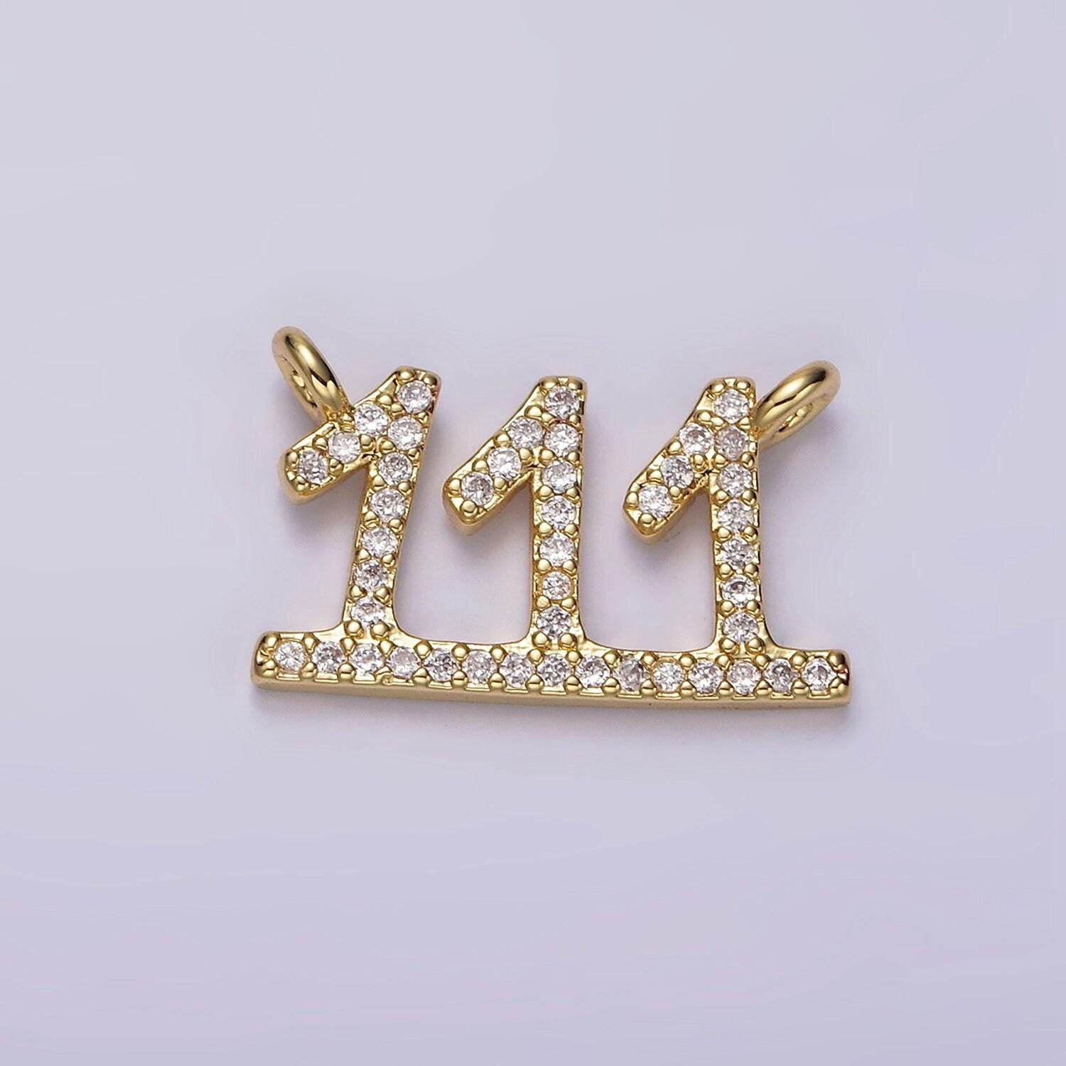 14k gold filled angel number numerology micro paved cz script charm connector for necklace bracelet supply | g184 - g192