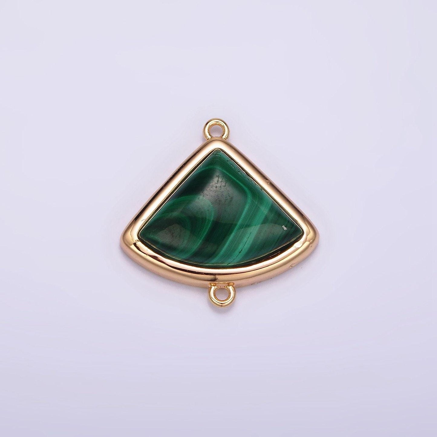 16k gold filled 20mm green malachite triangle bezel connector | g181