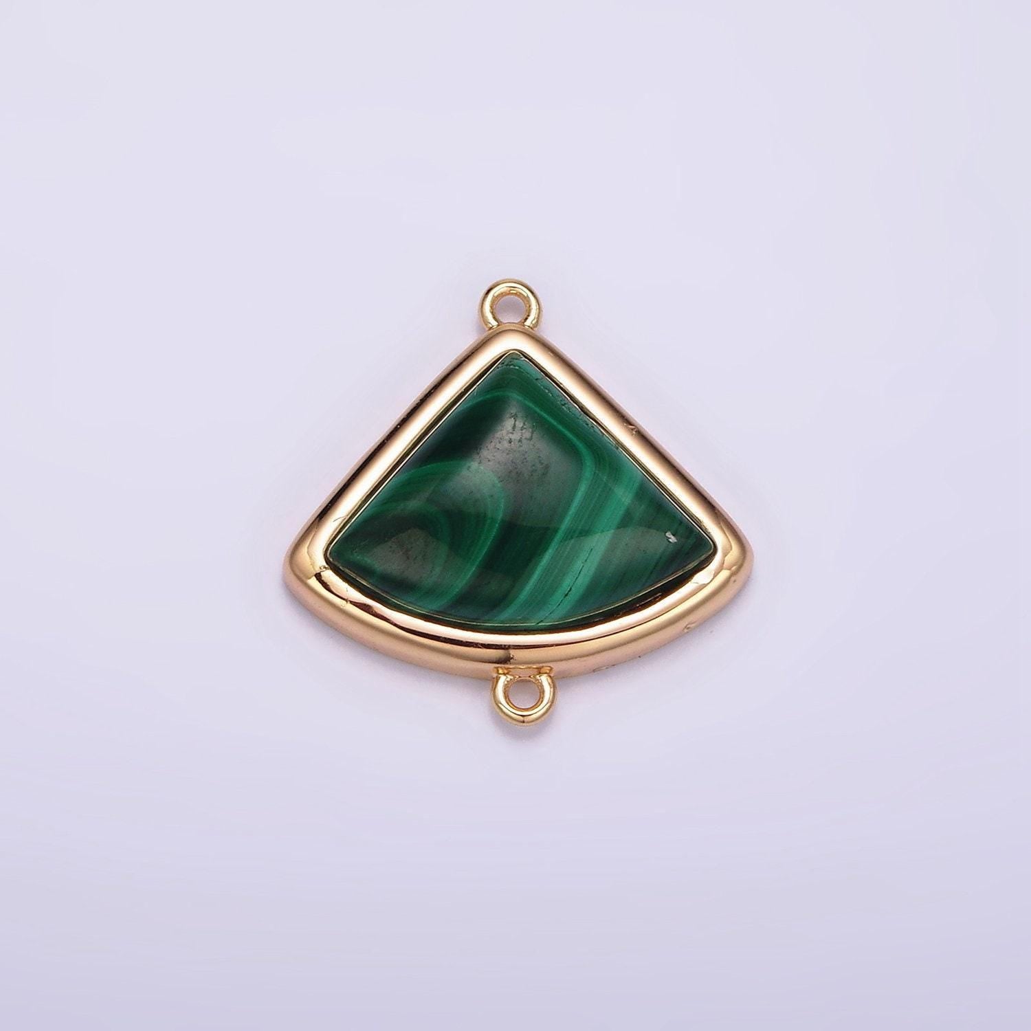 16k gold filled 20mm green malachite triangle bezel connector | g181