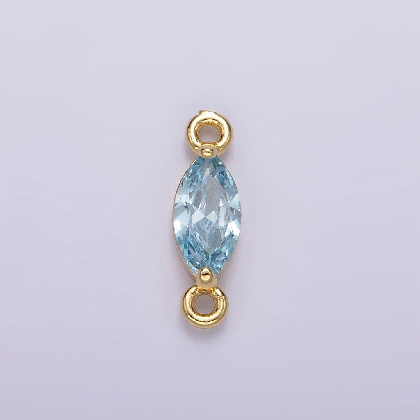 14k gold filled 5mm blue, baby blue cz marquise bezel connector | g174 g175