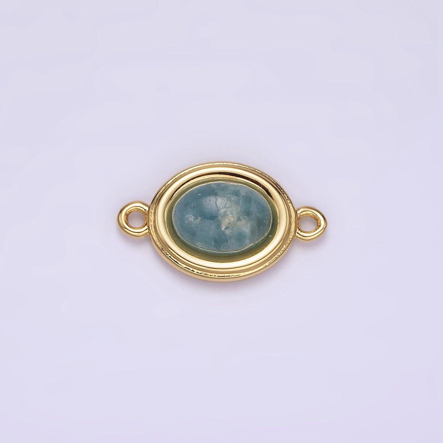 14k gold filled blue agate, peridot, blue kyanite, lapis lazuli, sunstone, pink opal bezel oval connector | g100 - g105