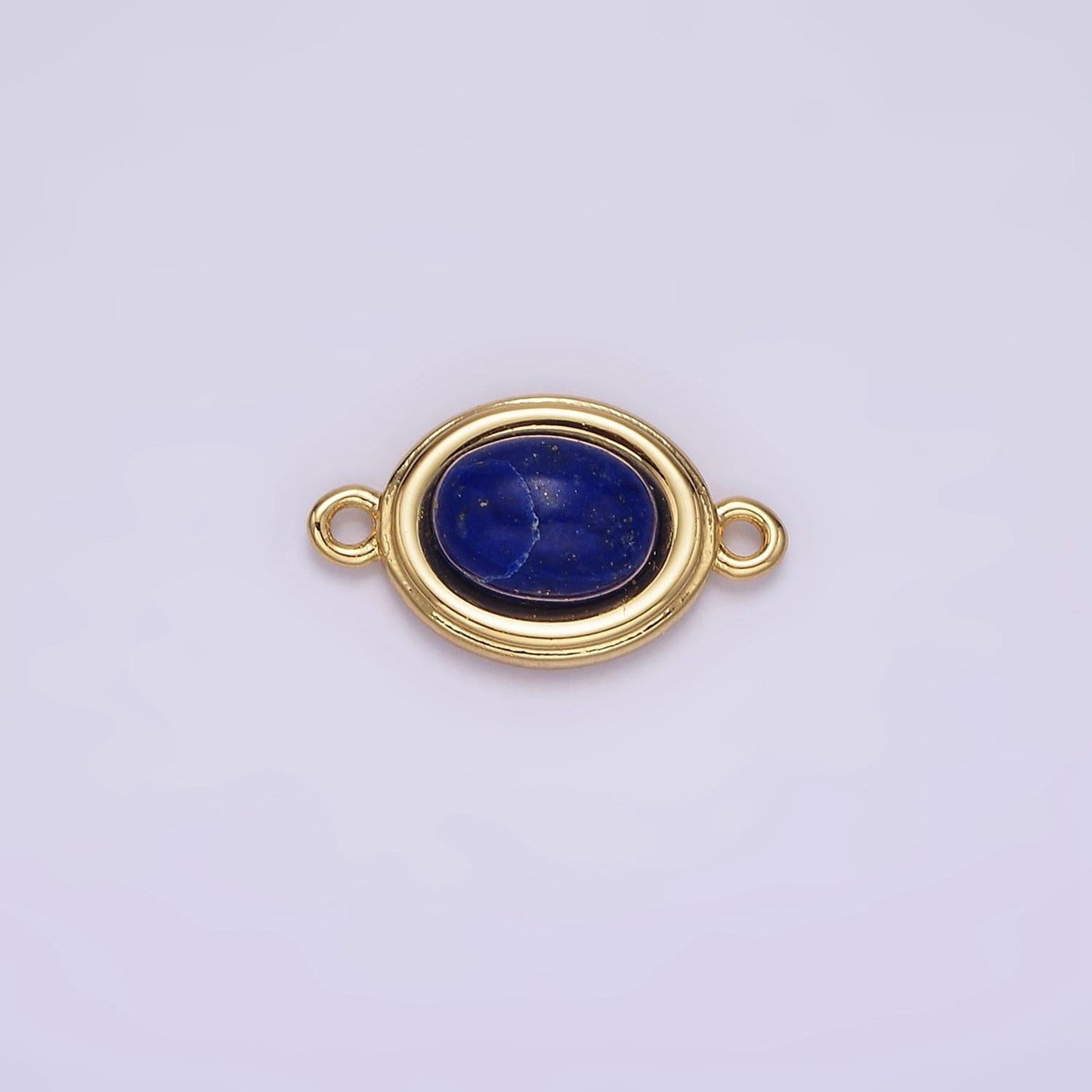 14k gold filled blue agate, peridot, blue kyanite, lapis lazuli, sunstone, pink opal bezel oval connector | g100 - g105