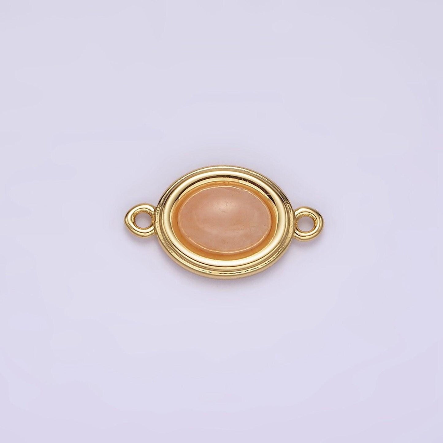 14k gold filled blue agate, peridot, blue kyanite, lapis lazuli, sunstone, pink opal bezel oval connector | g100 - g105