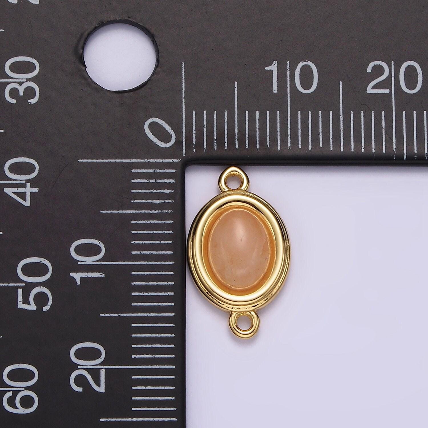 14k gold filled blue agate, peridot, blue kyanite, lapis lazuli, sunstone, pink opal bezel oval connector | g100 - g105
