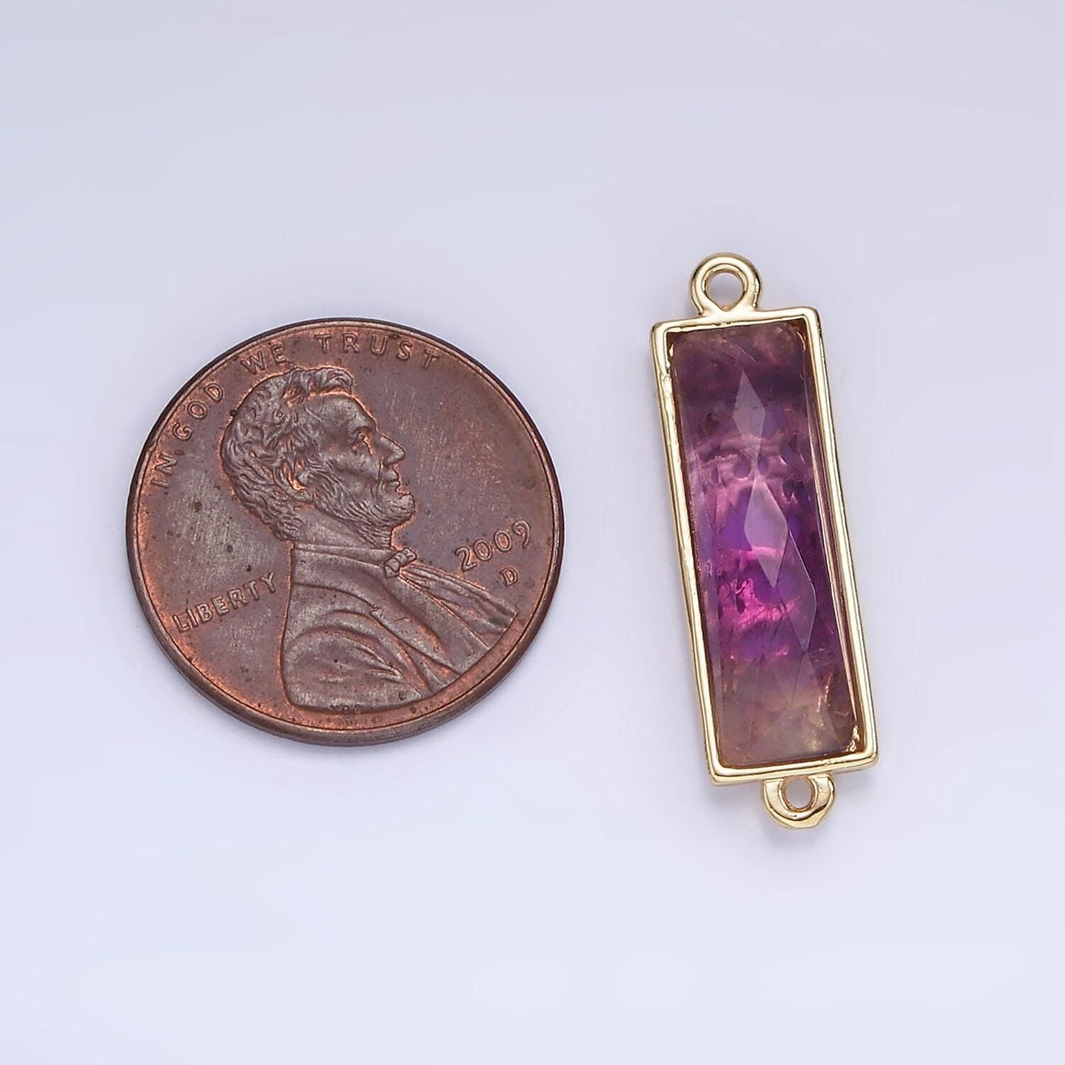 Mini 14k gold filled cubic zirconia link connector color faceted crystal charm connector birthstone link connector g-742 g-753