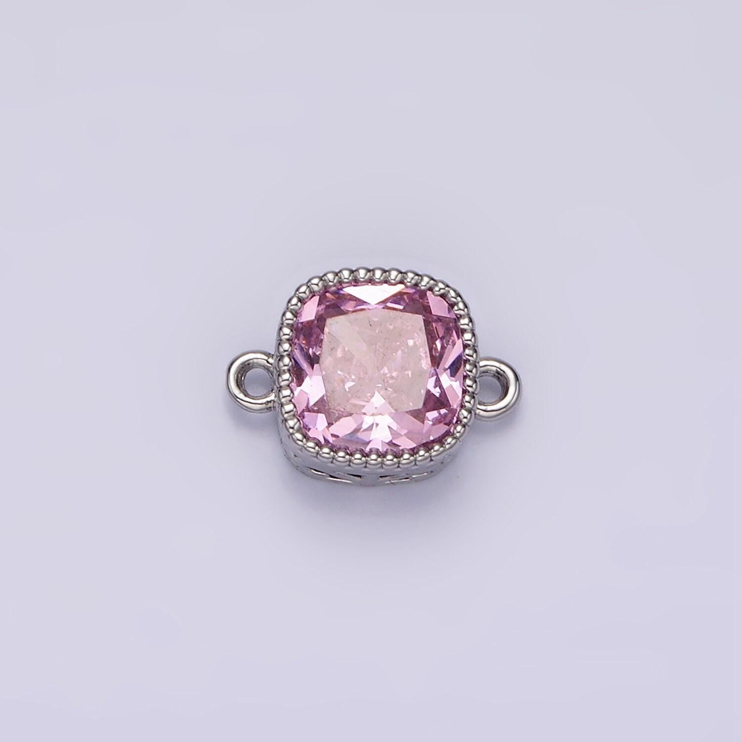 14k gold filled purple red pink clear peach cz square connector | g065 - g074