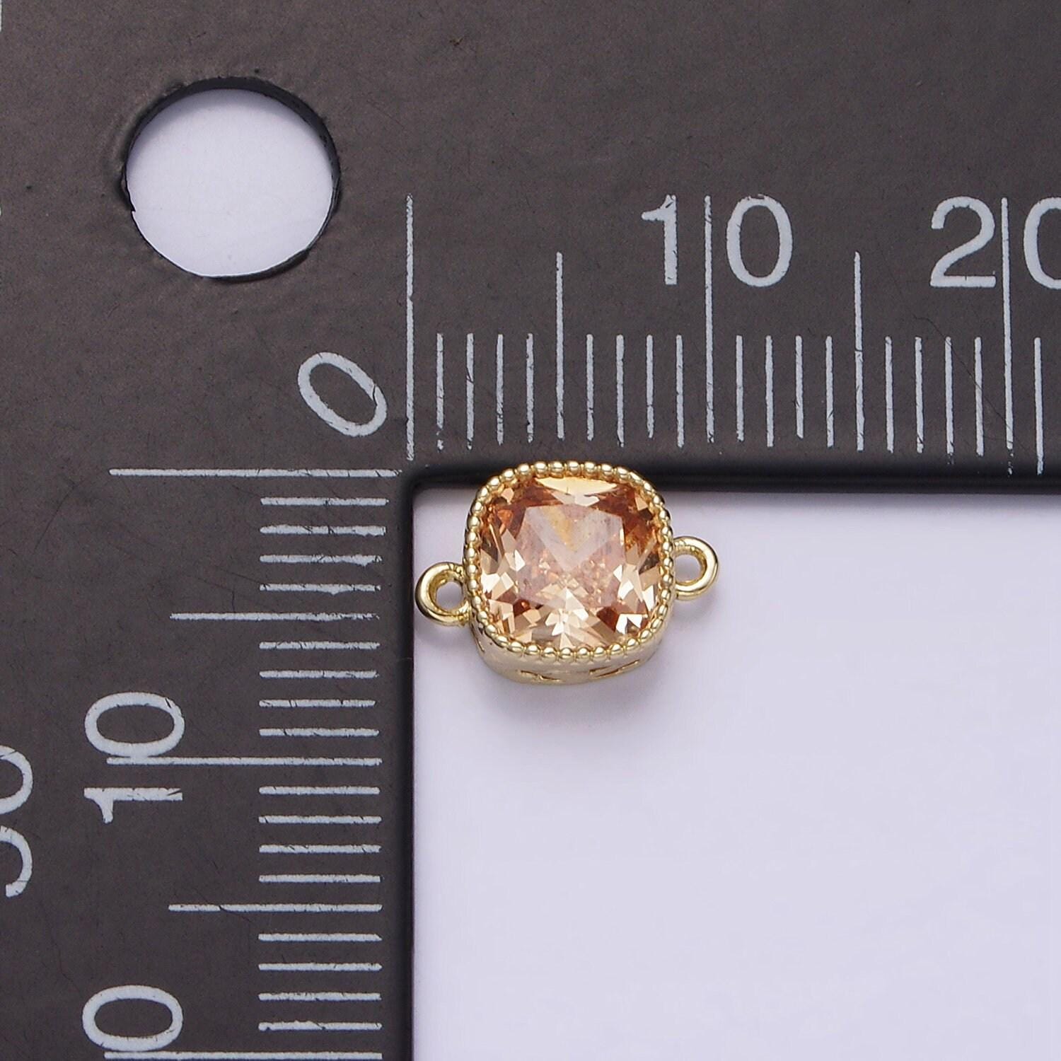 14k gold filled purple red pink clear peach cz square connector | g065 - g074