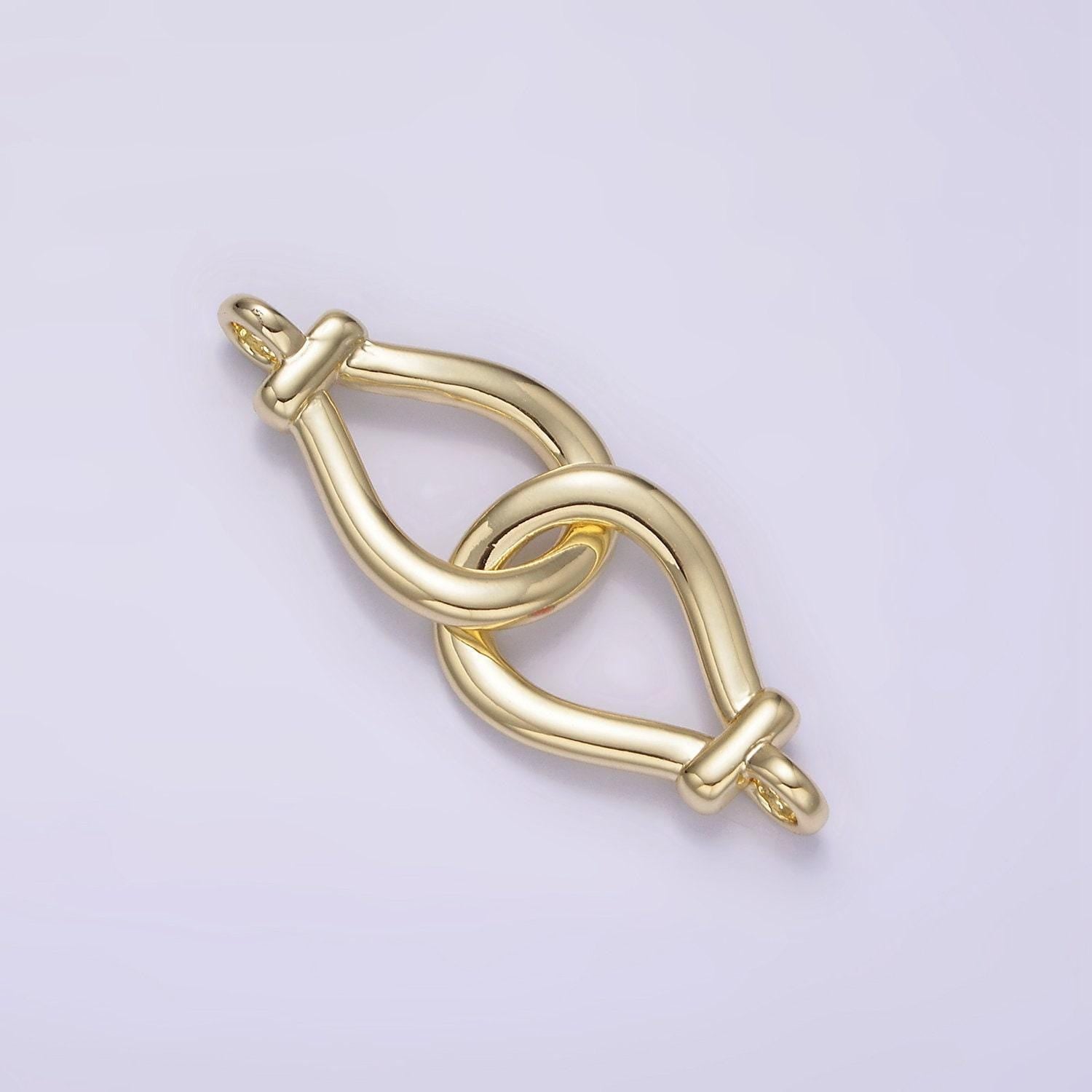 14k gold filled open teardrop over lap loop band minimalist connector | g063