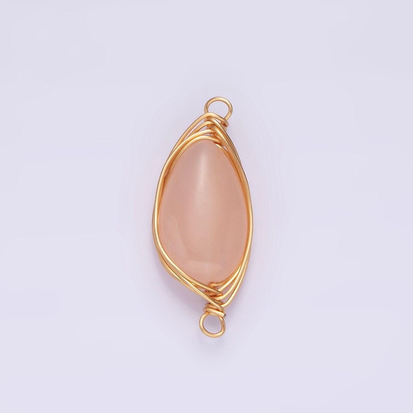 14k gold filled carnelian, amethyst, rose quartz teardrop pear wire wrapped connector | g049 - g051
