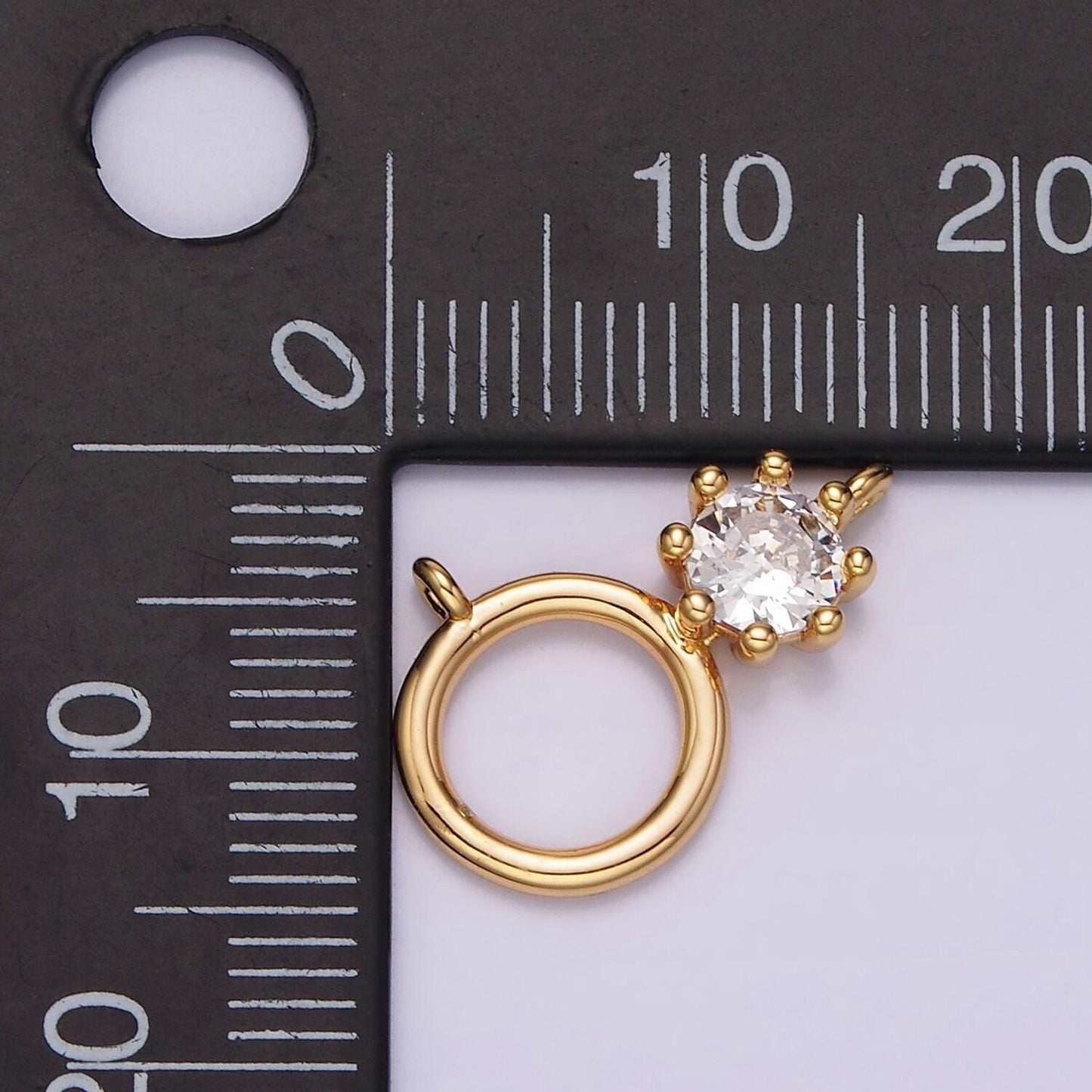 16k gold filled 12mm clear cz open round geomatic connector | g032