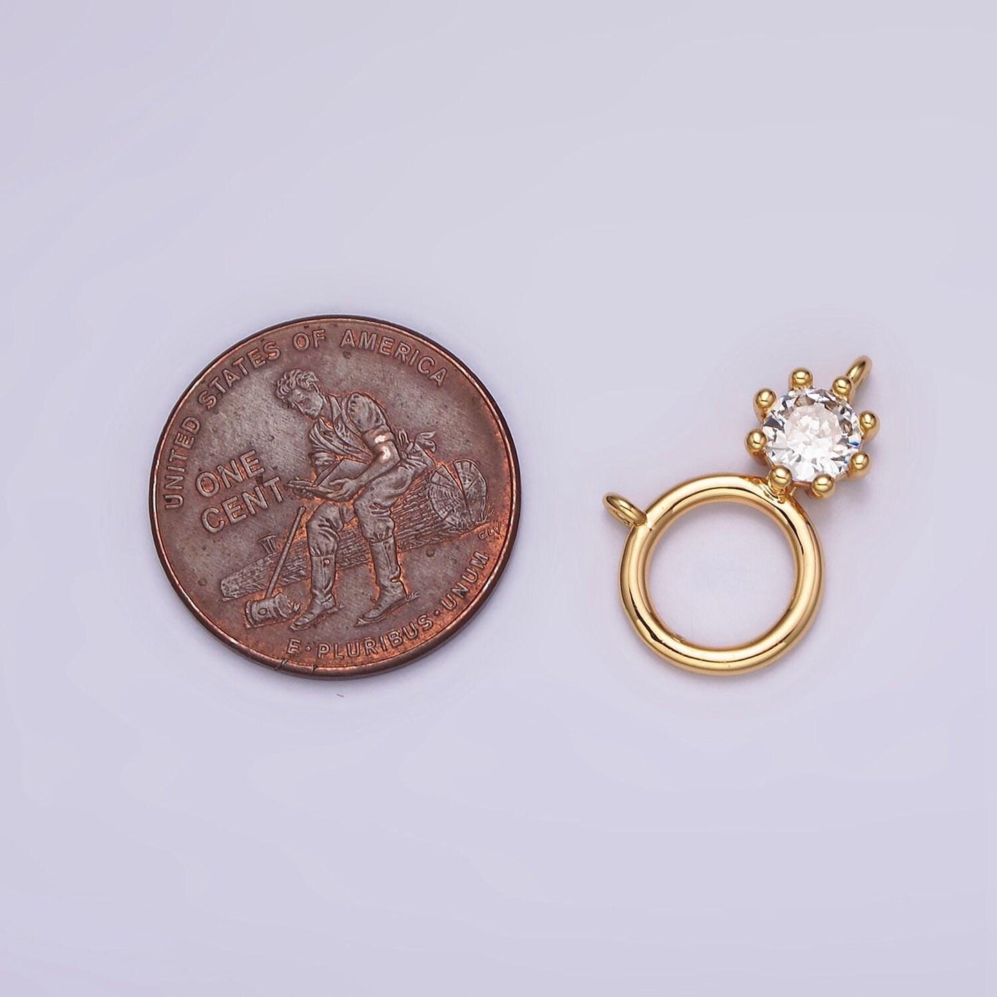 16k gold filled 12mm clear cz open round geomatic connector | g032