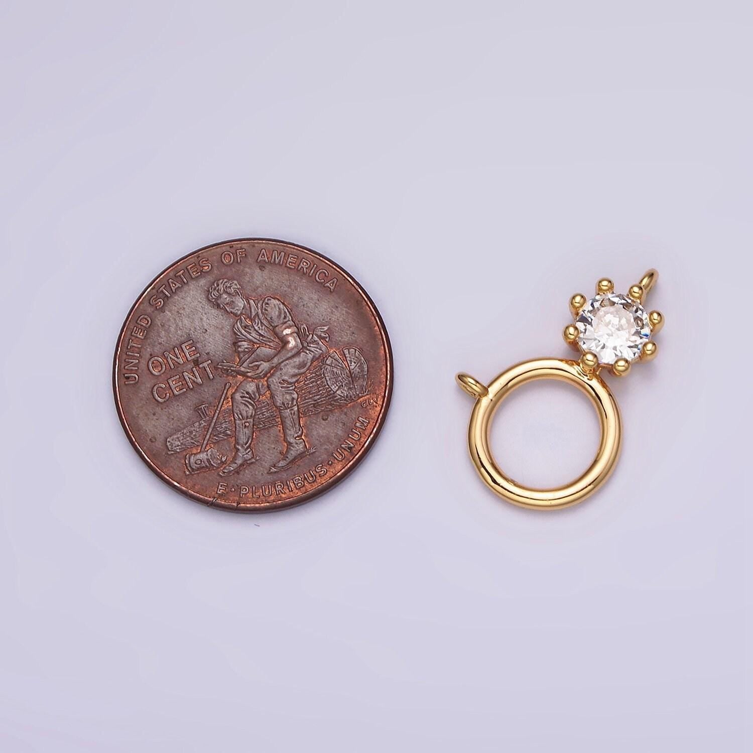 16k gold filled 12mm clear cz open round geomatic connector | g032