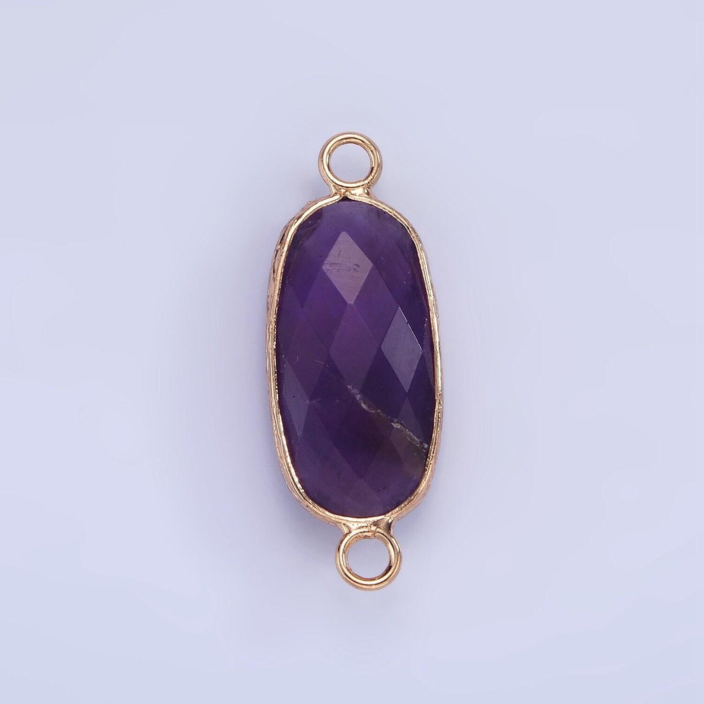 14k gold filled 29.2mm natural gemstone oval multifaceted connector | g014-g023