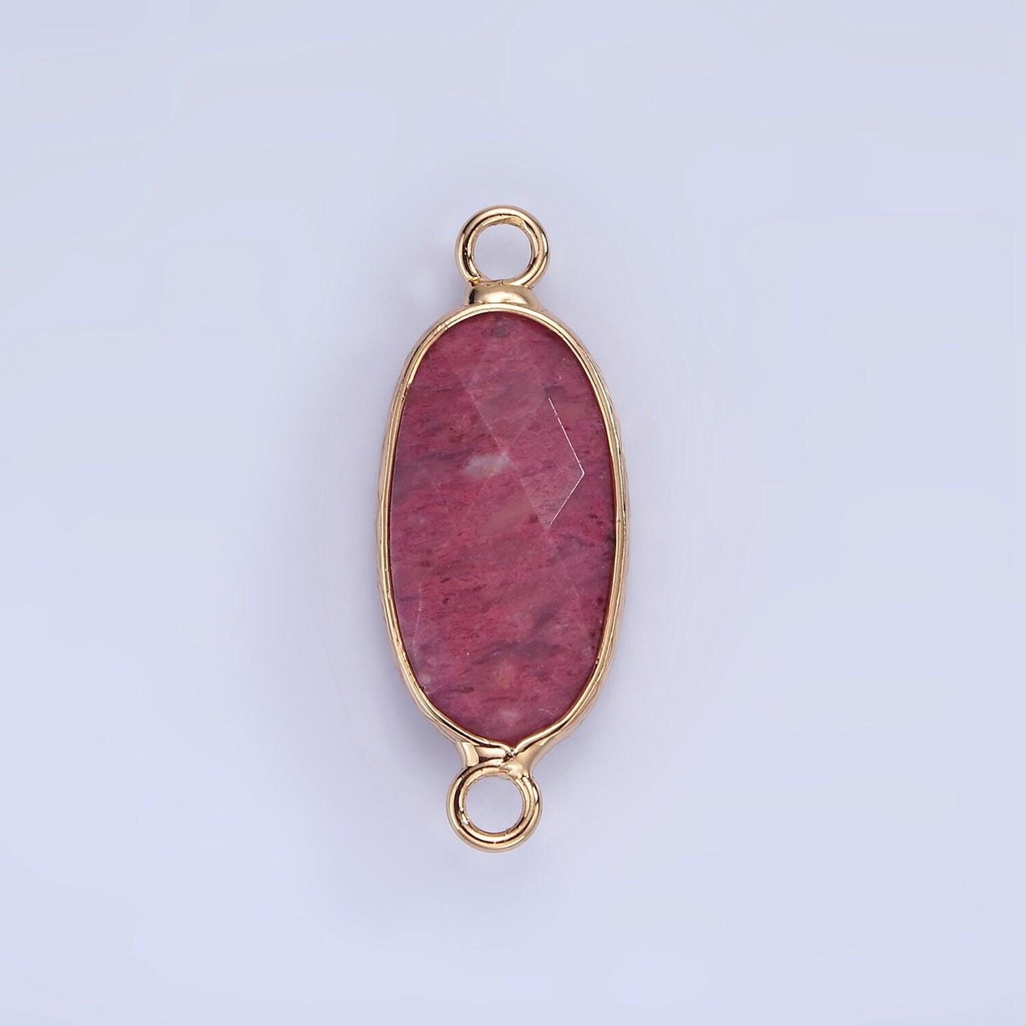 14k gold filled 29.2mm natural gemstone oval multifaceted connector | g014-g023