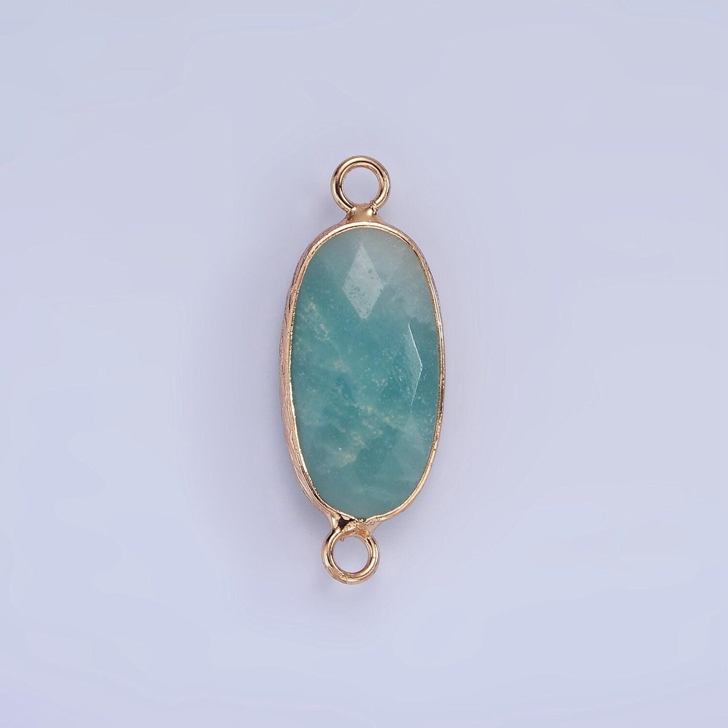 14k gold filled 29.2mm natural gemstone oval multifaceted connector | g014-g023